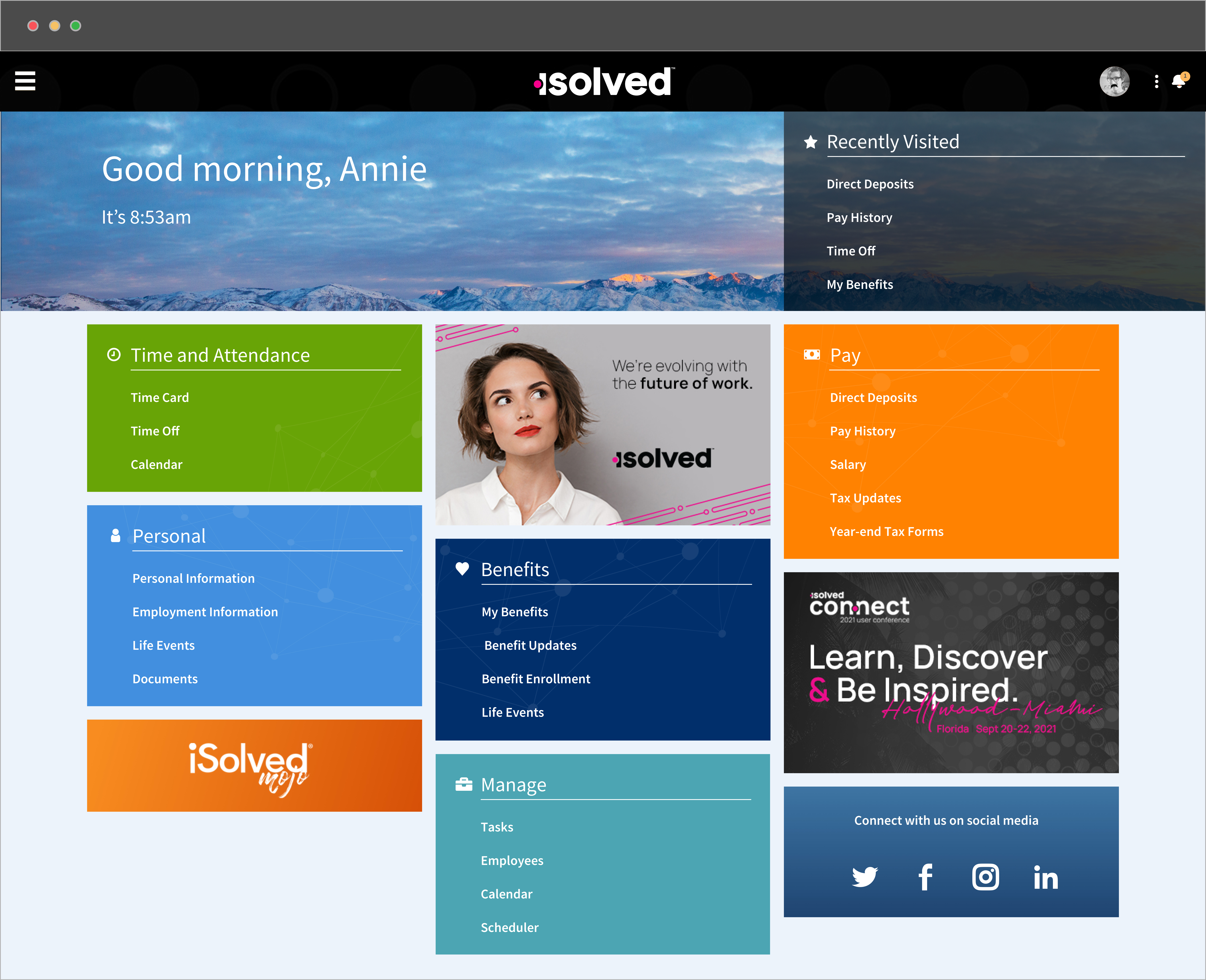 Screenshot of the isolved user interface