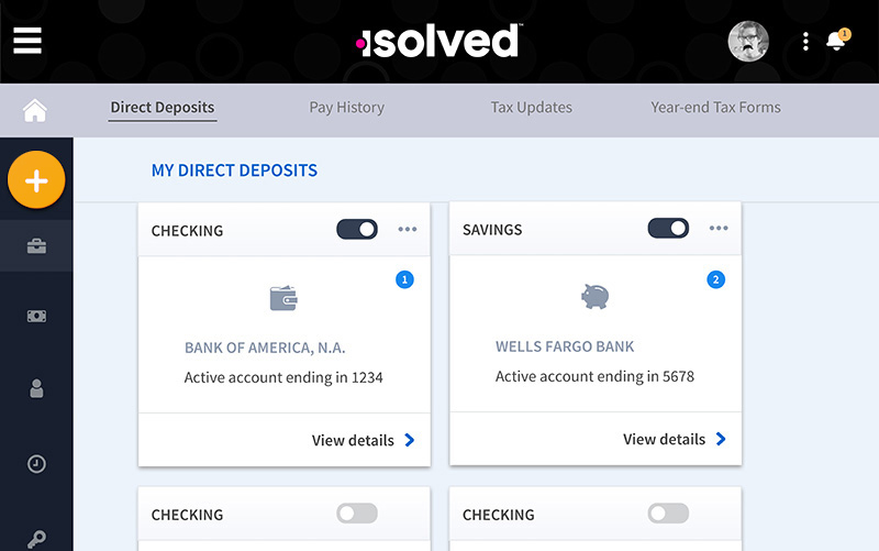 direct deposits screenshot